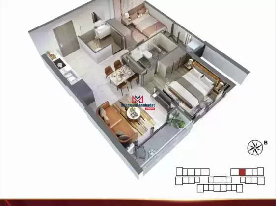 Bán căn 2pn 2wc DT 59m2 tầng trung view thoáng, TT tiến độ đến 10/2025, giá siêu tốt 2,85 tỷ